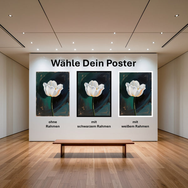 Poster Elegante weiße Tulpe mit und ohne Rahmen