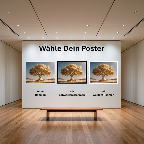 Poster Goldener Baum in der Natur mit und ohne Rahmen