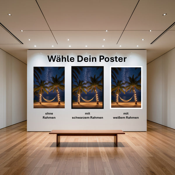 Poster Sternenhimmel über der Hängematte mit und ohne Rahmen