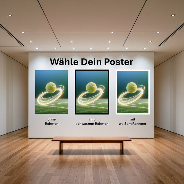 Poster Dynamischer Tennis-Moment mit und ohne Rahmen