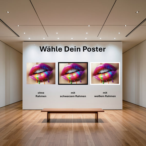 Poster Bunte Lippenkunst mit und ohne Rahmen