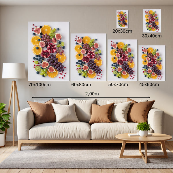 Groessenvergleich Leinwandbild Fruchtige Vielfalt Hochformat