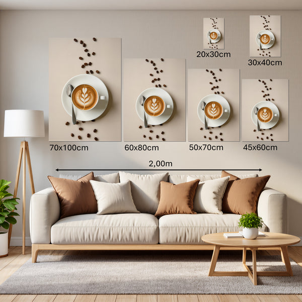 Groessenvergleich Leinwandbild Kaffeegenuss in Perfektion Hochformat