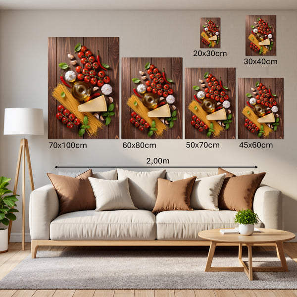 Groessenvergleich Leinwandbild Kulinarische Harmonie Hochformat