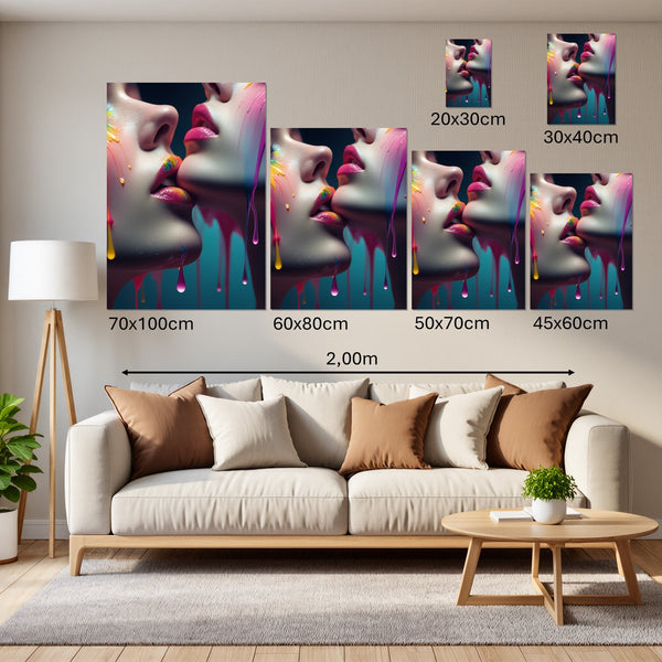 Groessenvergleich Leinwandbild Kunst der Berührung Hochformat