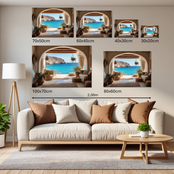 Groessenvergleich Leinwandbild Mediterranes Paradies Querformat