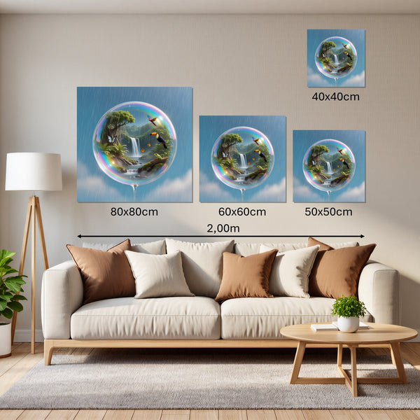 Groessenvergleich Leinwandbild Tropischer Traum in einer Seifenblase Quadrat