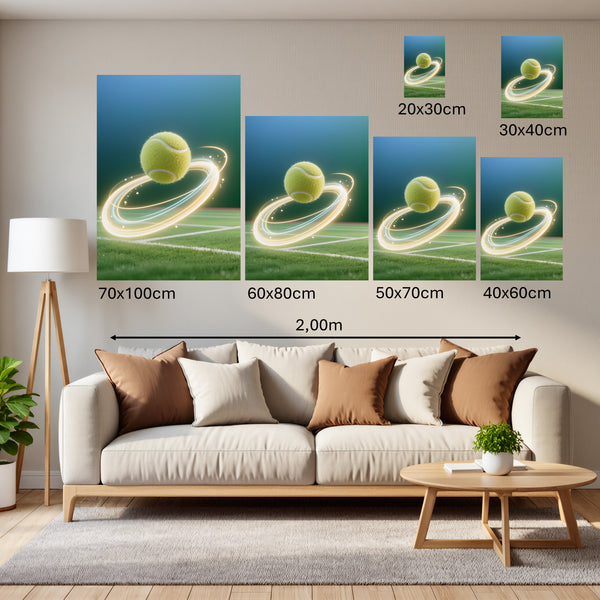 Groessenvergleich Poster Wandbilder Dynamischer Tennis-Moment Hochformat
