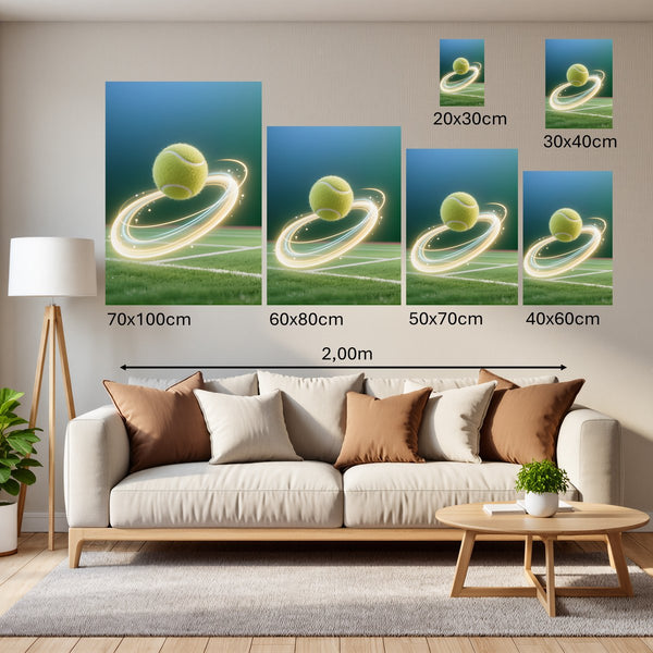 Groessenvergleich Poster Wandbilder Dynamischer Tennis-Moment Hochformat