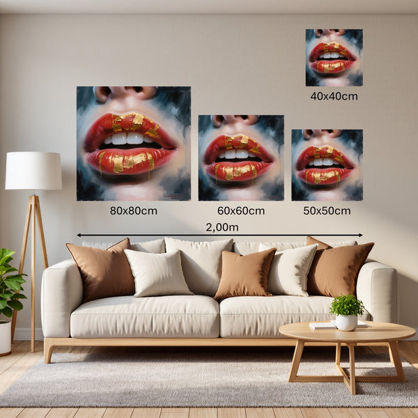 Groessenvergleich Poster Wandbilder Goldene Lippenpracht B-00013 Quadrat