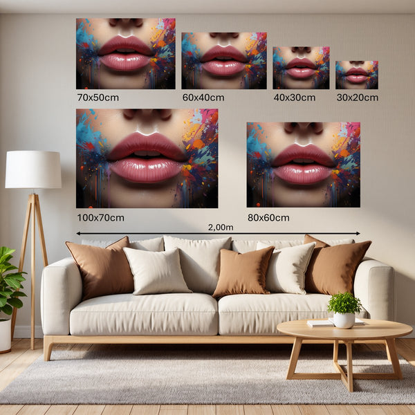 Groessenvergleich Poster Wandbilder Lebendige Lippen B-00018 Querformat