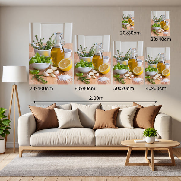 Groessenvergleich Poster Wandbilder Mediterrane Köstlichkeiten Hochformat