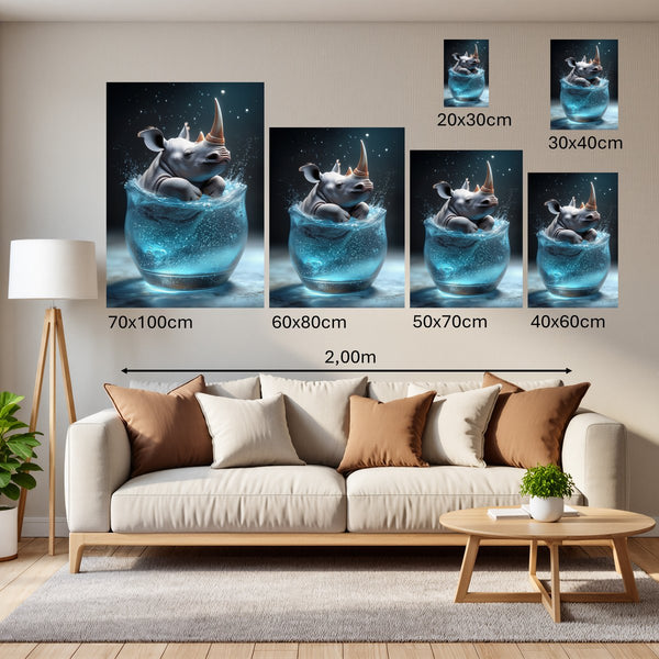Groessenvergleich Poster Wandbilder Rhinoliebe im Glas Hochformat