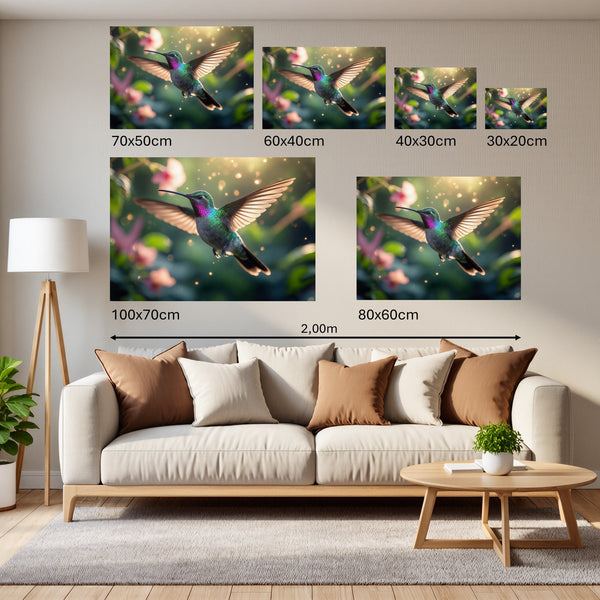 Groessenvergleich Poster Wandbilder Schwebender Kolibri Querformat