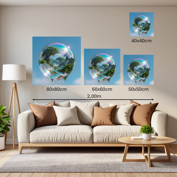 Groessenvergleich Poster Wandbilder Traumhafte Natur im Seifenblasen-Motiv Quadrat