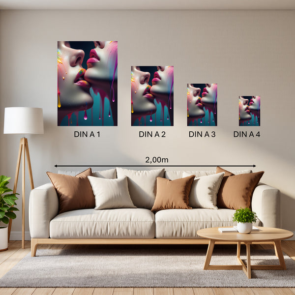 Groessenvergleich Poster in DIN A 1 2 3 4 Kunst der Berührung Hochformat