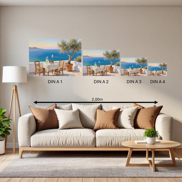 Groessenvergleich Poster in DIN A 1 2 3 4 Mediterrane Traumlandschaft Querformat