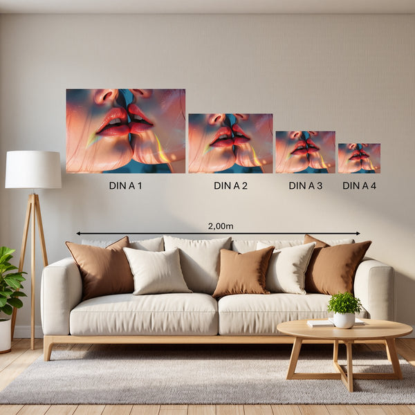 Groessenvergleich Poster in DIN A 1 2 3 4 Zarte Berührung Querformat