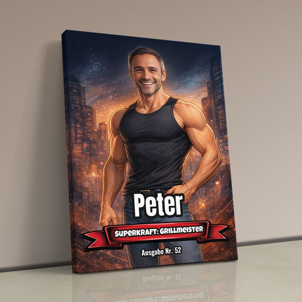 Dein Foto als Comic-Held - personalisiertes Wandbild auf Leinwand