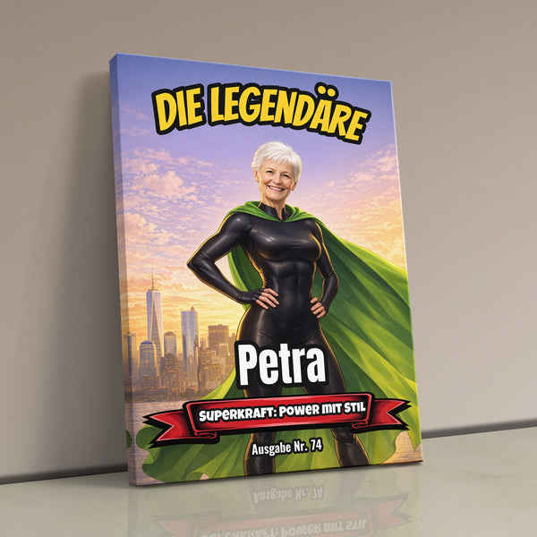 Dein Foto als Comic-Heldin - personalisiertes Wandbild auf Leinwand