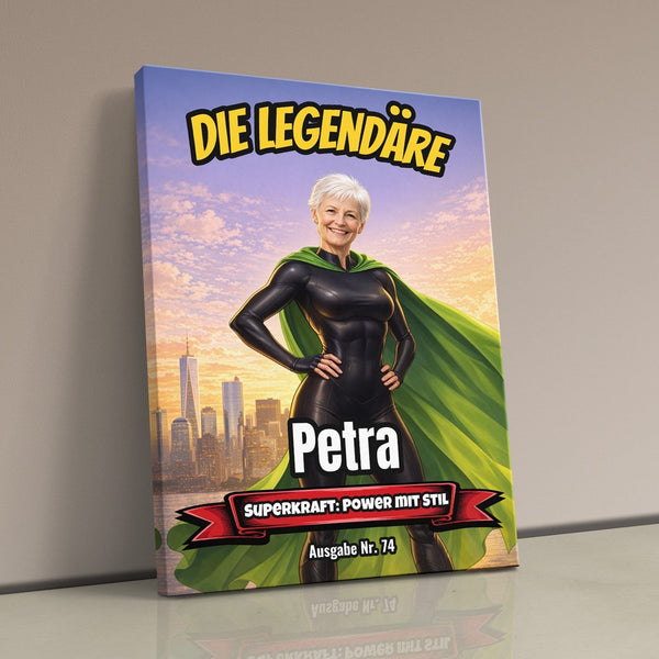 Dein Foto als Comic-Heldin - personalisiertes Wandbild auf Leinwand