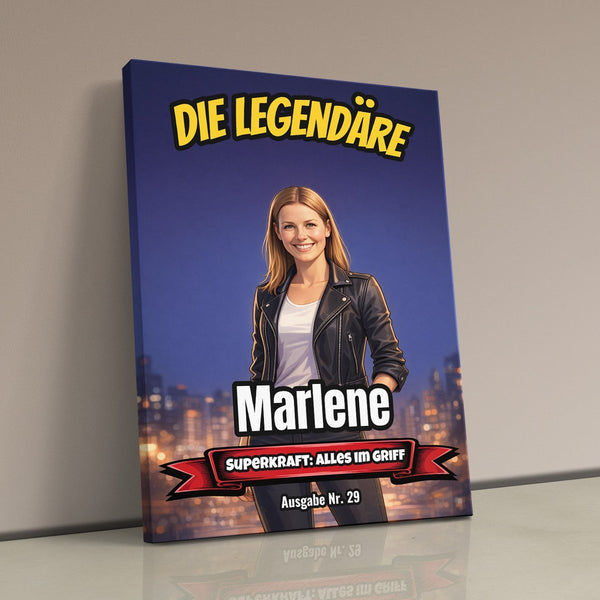 Dein Foto als Comic-Heldin - personalisiertes Wandbild auf Leinwand