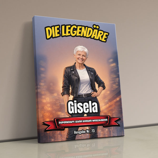 Dein Foto als Comic-Heldin - personalisiertes Wandbild auf Leinwand