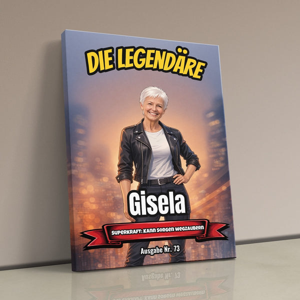 Dein Foto als Comic-Heldin - personalisiertes Wandbild auf Leinwand