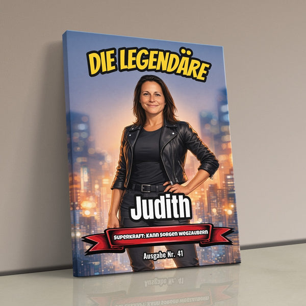 Dein Foto als Comic-Heldin - personalisiertes Wandbild auf Leinwand