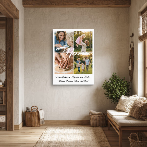 Leinwand ohne Rahmen in Diele Collage Mama Hochformat Hochformat