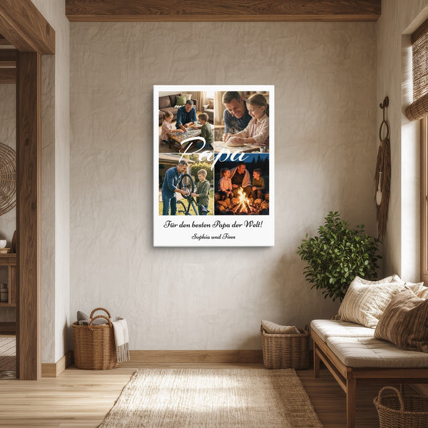 Leinwand ohne Rahmen in Diele Collage Papa Hochformat Hochformat