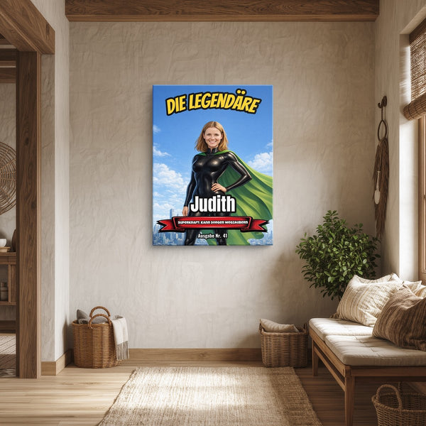 Dein Foto als Comic-Heldin - personalisiertes Wandbild auf Leinwand
