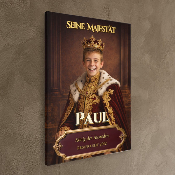 Dein Foto als König - personalisiertes Royal-Porträt auf Leinwand