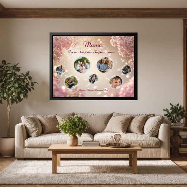 Leinwand schwarzer Rahmen im Wohnzimmer Foto-Seifenblasen für Mama, Oma oder Freundin