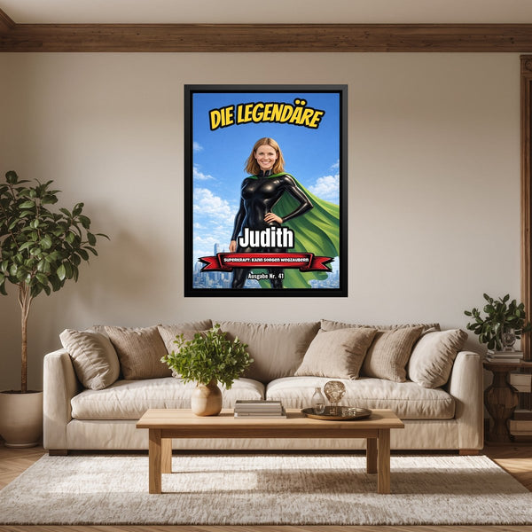 Dein Foto als Comic-Heldin - personalisiertes Wandbild auf Leinwand