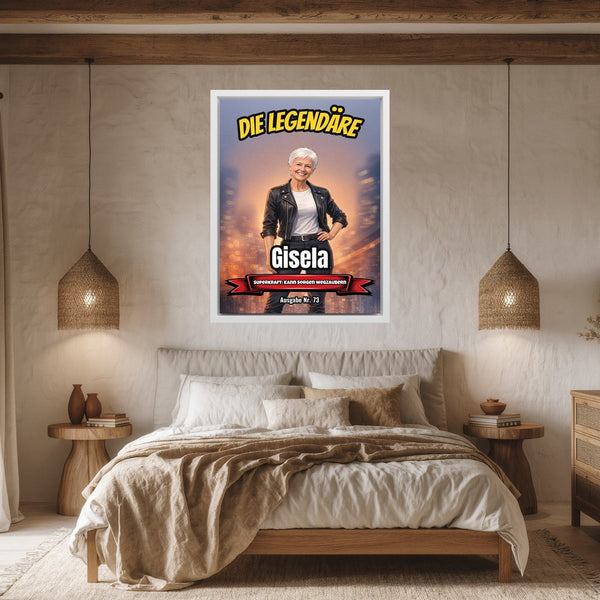 Dein Foto als Comic-Heldin - personalisiertes Wandbild auf Leinwand