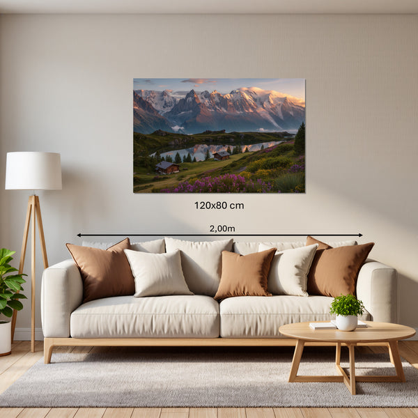 Leinwandbild Alpenlandschaft bei Sonnenuntergang120x80 cm Querformat