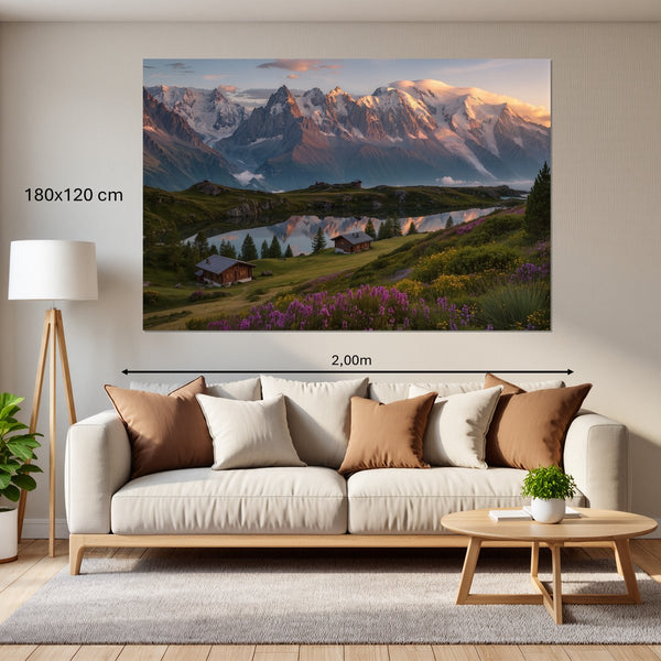 Leinwandbild Alpenlandschaft bei Sonnenuntergang180x120 cm Querformat