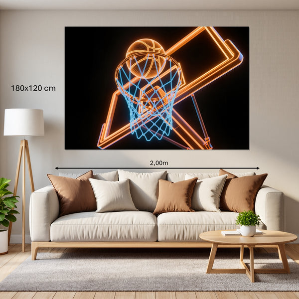 Leinwandbild Basketball im Neonlicht180x120 cm Querformat