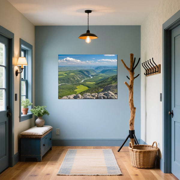 Leinwandbild Berglandschaft im Sommer fuer Flur und Eingang blau Querformat
