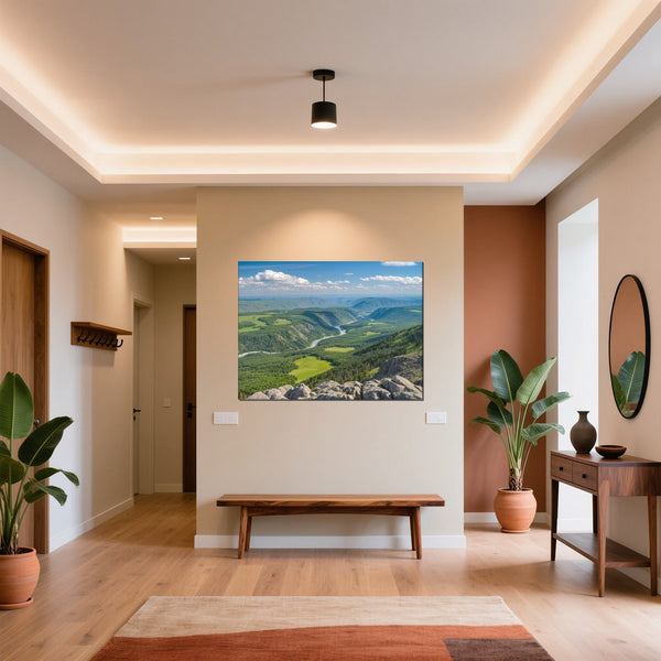 Leinwandbild Berglandschaft im Sommer fuer Flur und Eingang warmeFarben Querformat