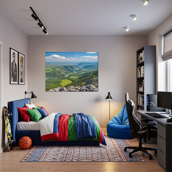 Leinwandbild Berglandschaft im Sommer fuer Jugendzimmer warmeFarben Querformat