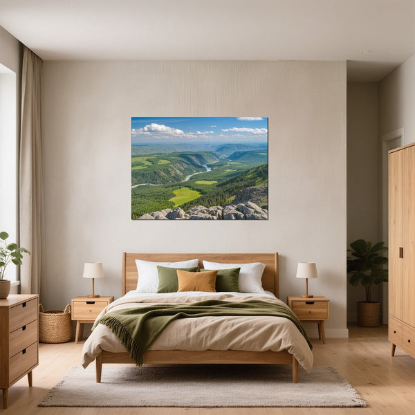 Leinwandbild Berglandschaft im Sommer fuer Schlafzimmer gruen Querformat