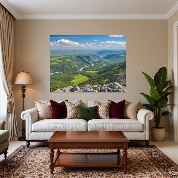 Leinwandbild Berglandschaft im Sommer fuer Wohnzimmer warmeFarben Querformat