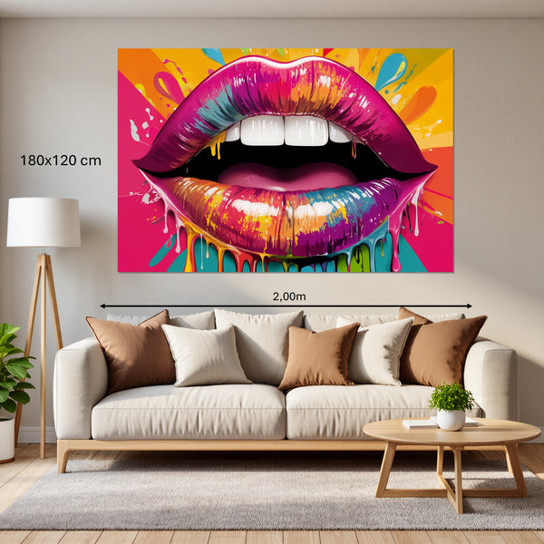 Leinwandbild Bunte Lippen B-00014180x120 cm Querformat