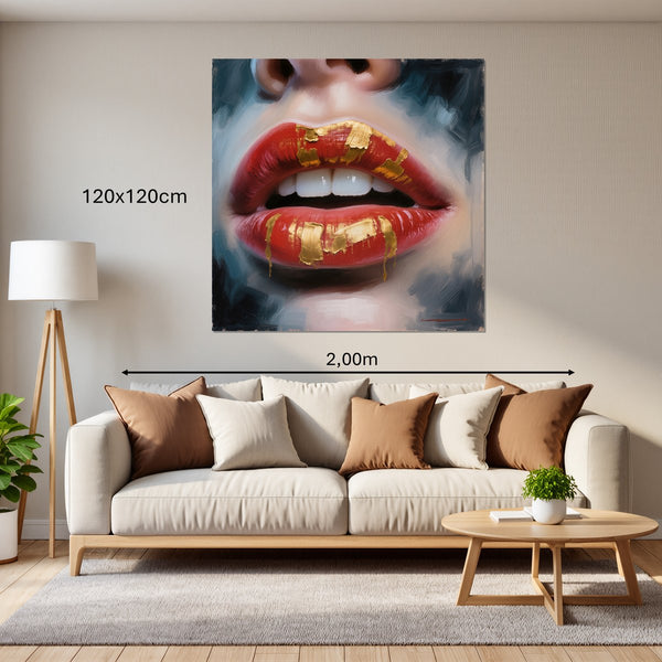 Leinwandbild Goldene Lippenpracht B-00013120x120 cm Quadrat