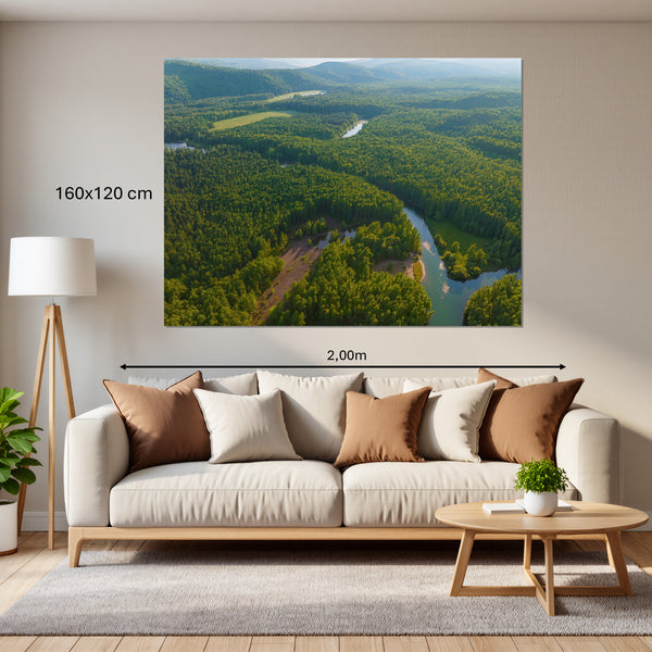 Leinwandbild Grüne Landschaft mit Fluss160x120 cm Querformat