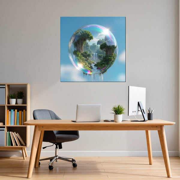 Leinwandbild Magische Natur in einer Seifenblase fuer Buero und Arbeitszimmer warmeFarben Quadrat