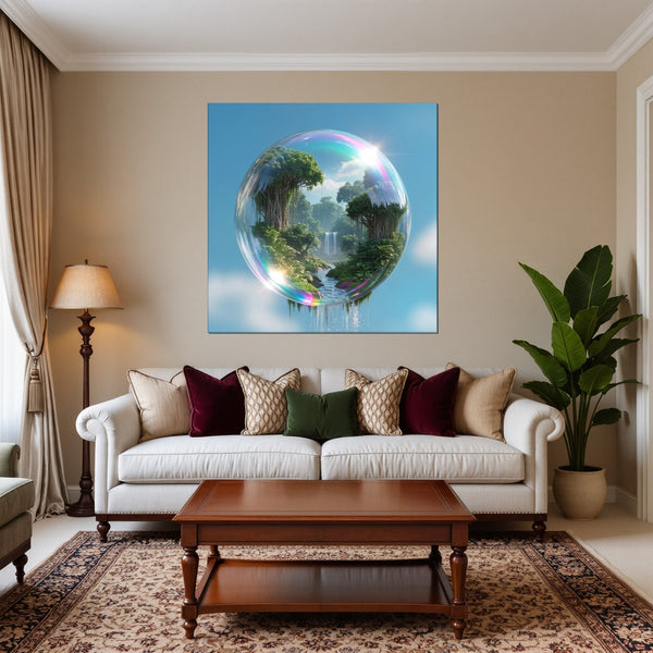 Leinwandbild Magische Natur in einer Seifenblase fuer Wohnzimmer warmeFarben Quadrat