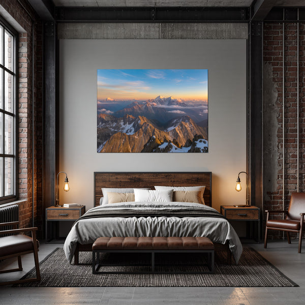 Leinwandbild Majestätische Berglandschaft fuer Schlafzimmer dunkelanthrazit Querformat